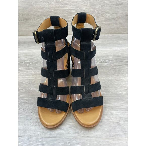 UGG Macayla Women's Sandal Slingback Gladiator Strappy Ankle Heel 7.5 Black Shoe - Picture 2 of 11